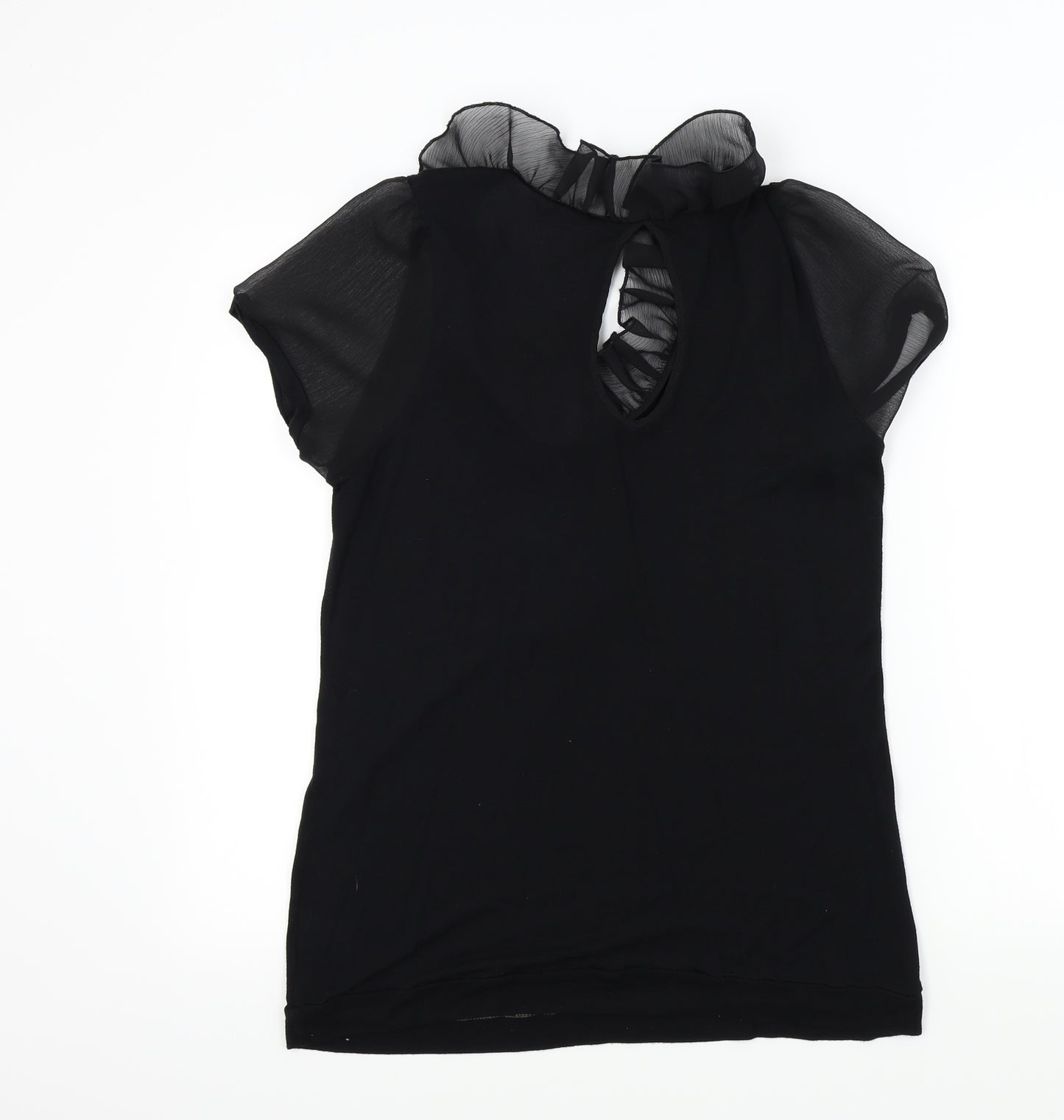 E-vie Womens Black Colourblock  Basic T-Shirt Size 20  - Frill Detail