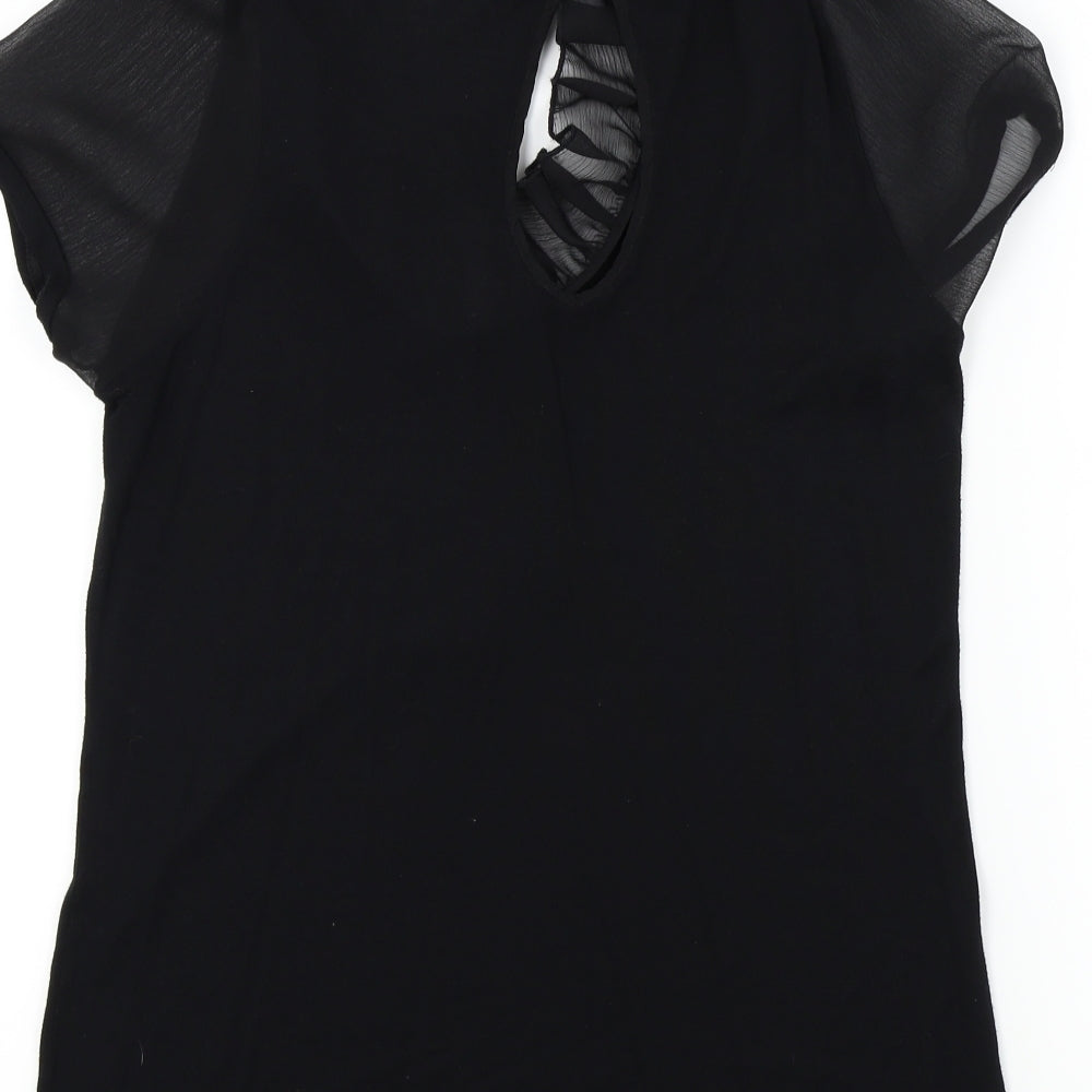 E-vie Womens Black Colourblock  Basic T-Shirt Size 20  - Frill Detail