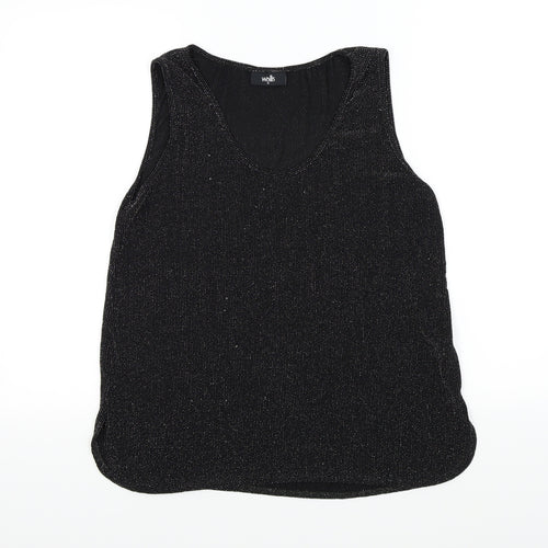 Wallis Womens Black Colourblock  Basic T-Shirt Size M  - sparkle detail