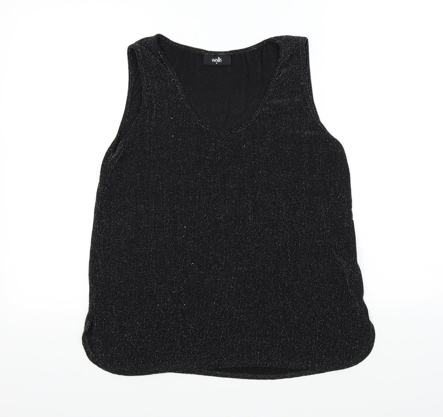 Wallis Womens Black Colourblock  Basic T-Shirt Size M  - sparkle detail