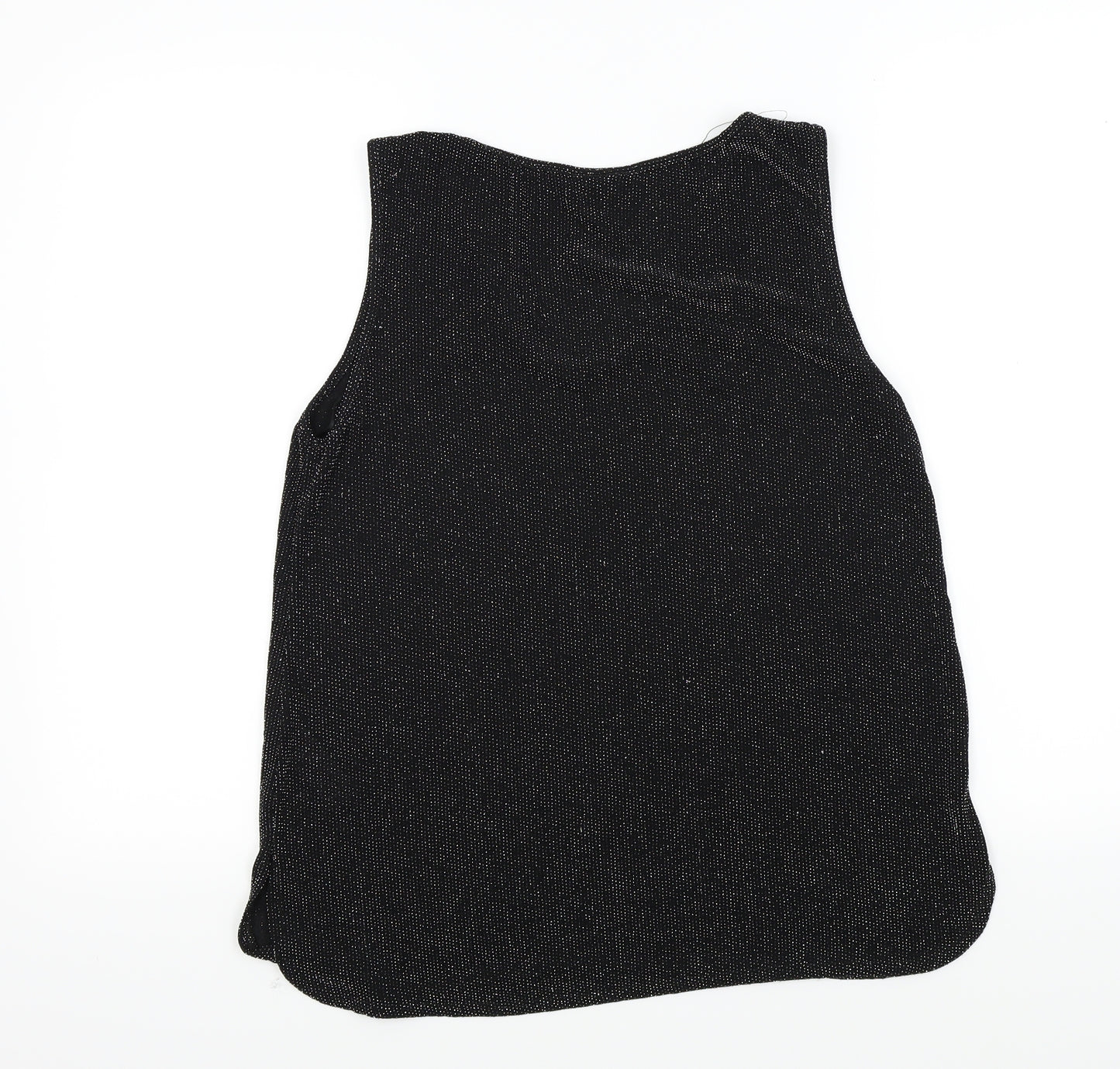Wallis Womens Black Colourblock  Basic T-Shirt Size M  - sparkle detail