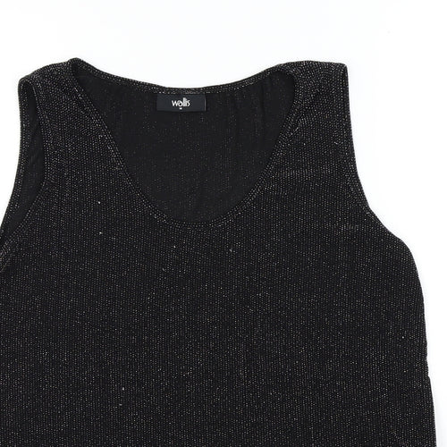 Wallis Womens Black Colourblock  Basic T-Shirt Size M  - sparkle detail