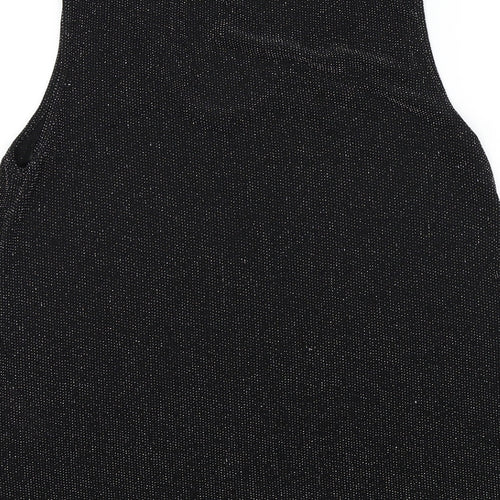 Wallis Womens Black Colourblock  Basic T-Shirt Size M  - sparkle detail