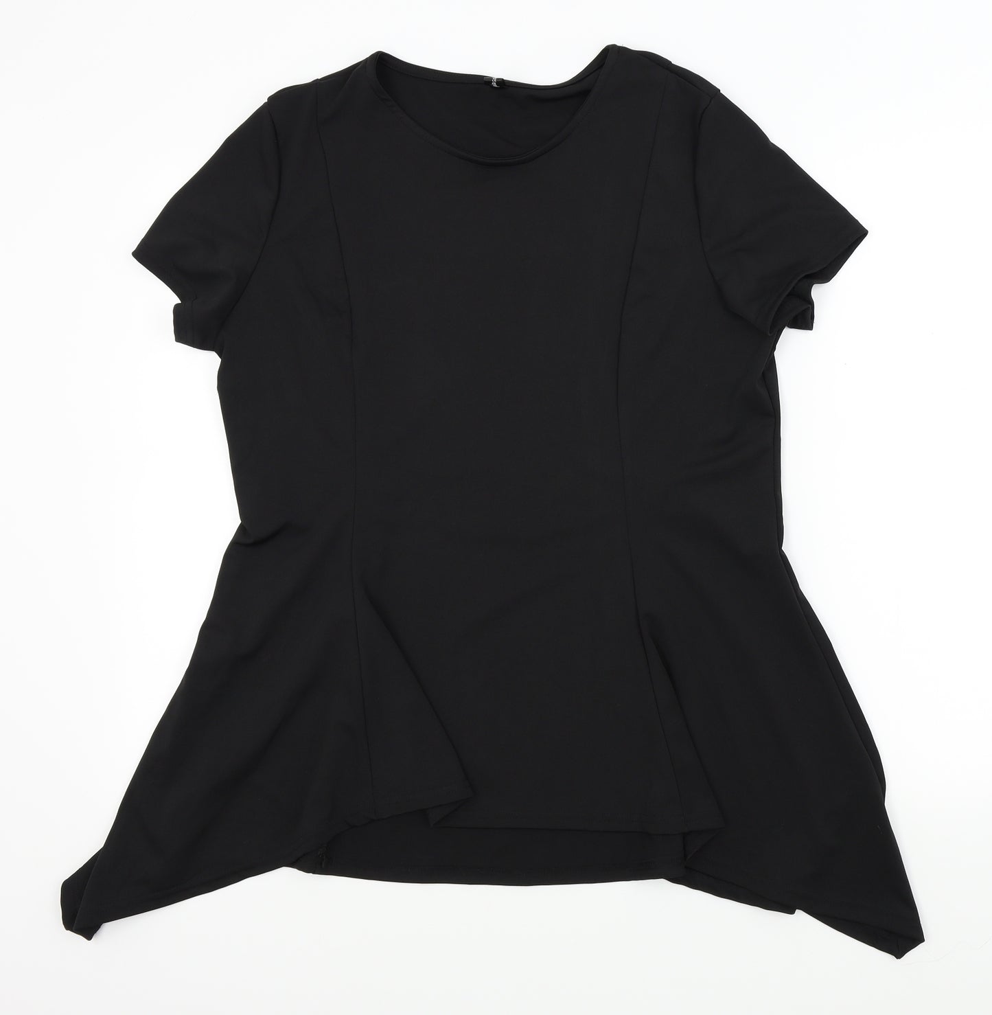 Celmia Womens Black Colourblock  Basic T-Shirt Size 3XL