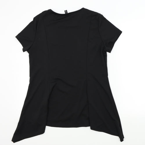 Celmia Womens Black Colourblock  Basic T-Shirt Size 3XL