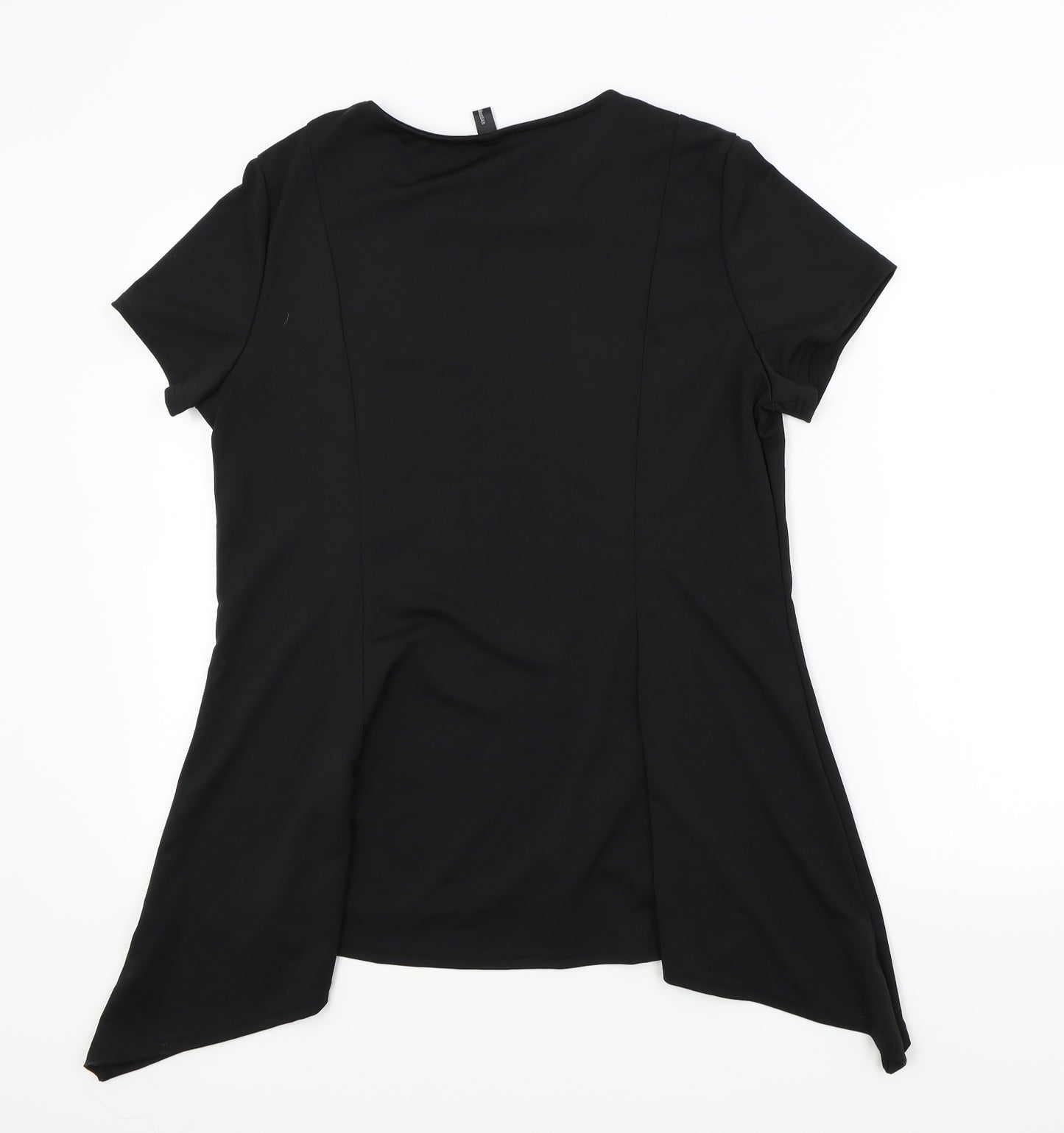 Celmia Womens Black Colourblock  Basic T-Shirt Size 3XL