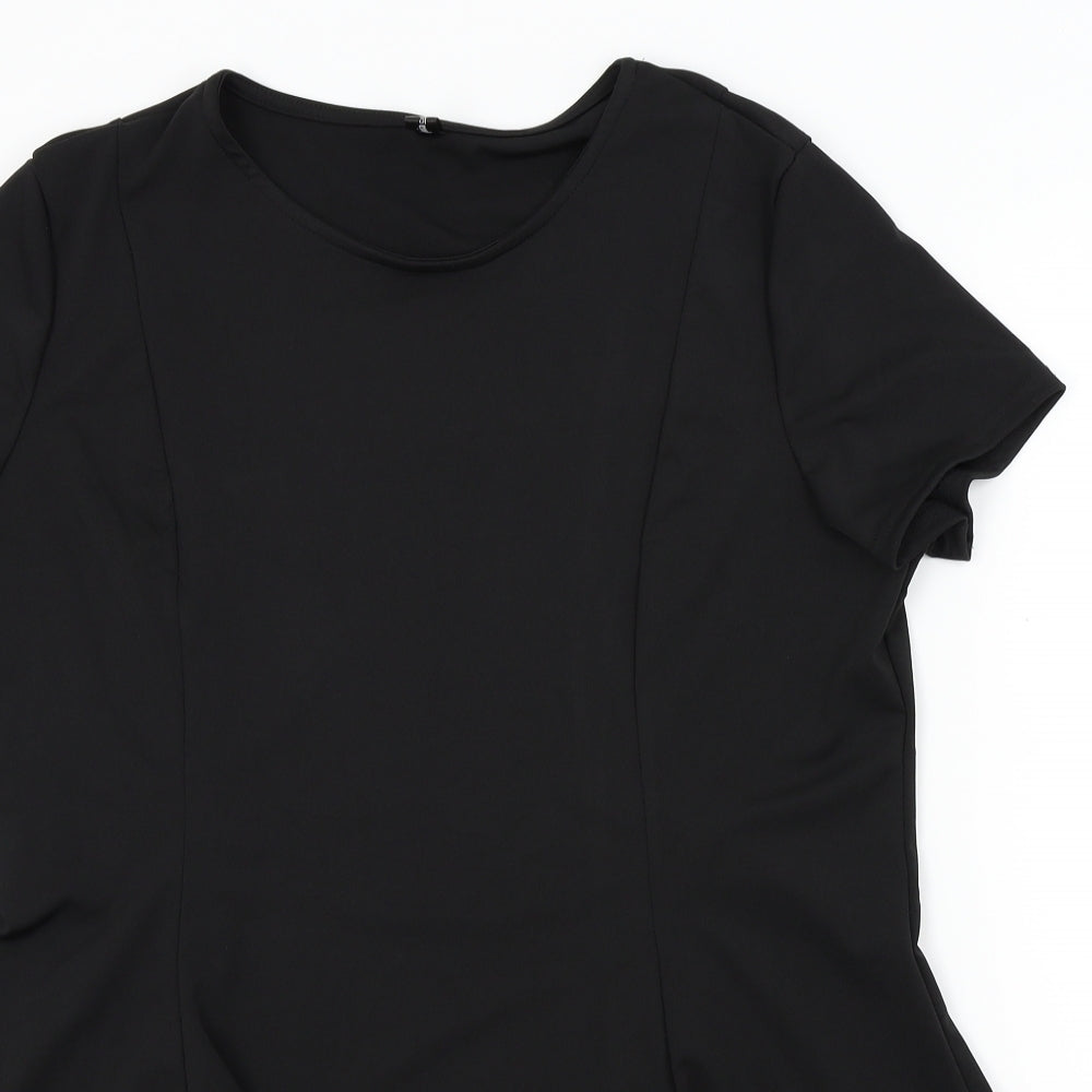 Celmia Womens Black Colourblock  Basic T-Shirt Size 3XL