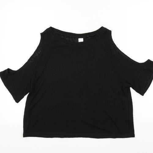 H&M Womens Black Colourblock  Basic T-Shirt Size M