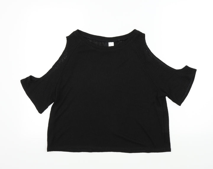 H&M Womens Black Colourblock  Basic T-Shirt Size M