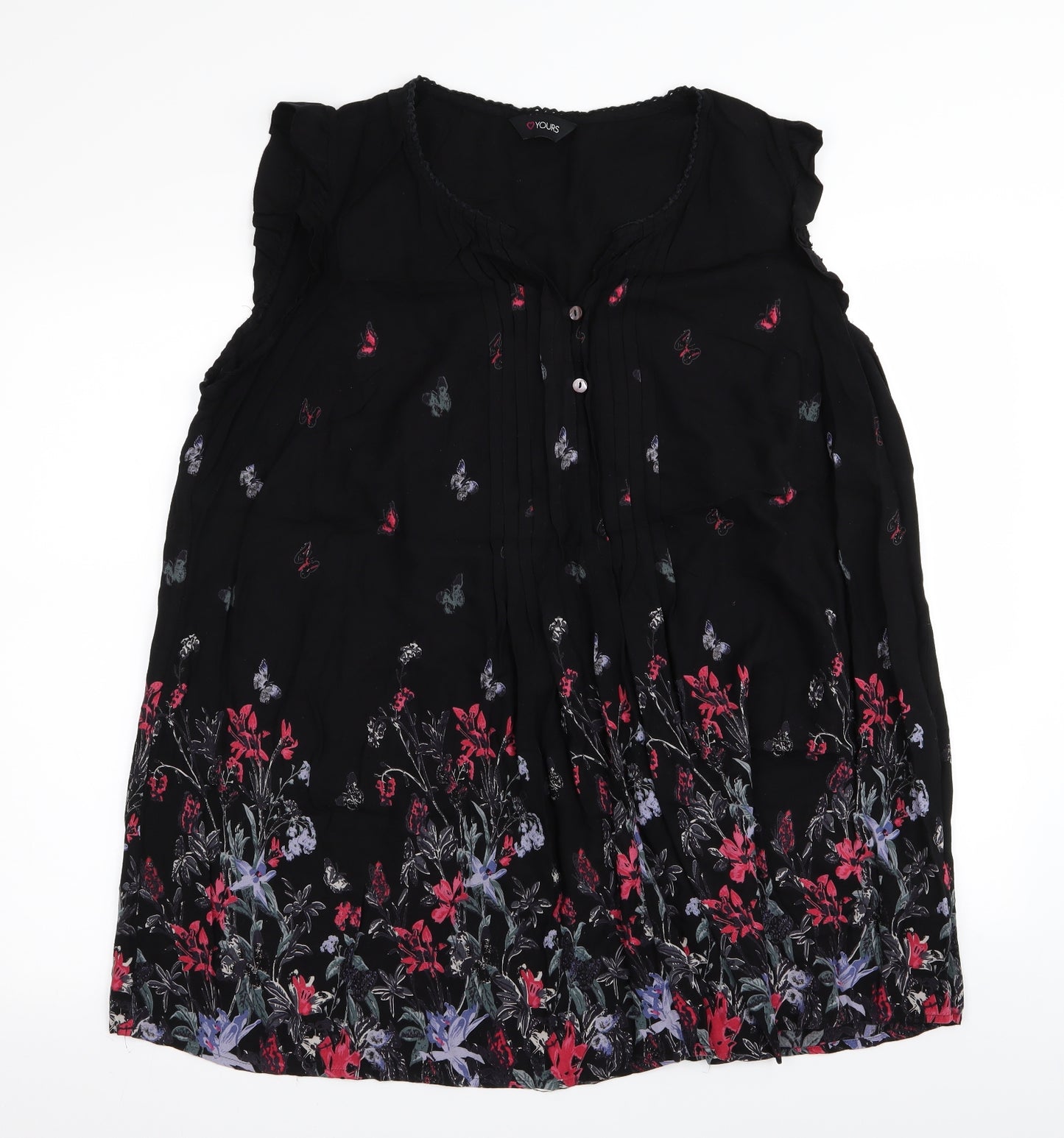 love yours Womens Black Floral  Basic Tank Size 22
