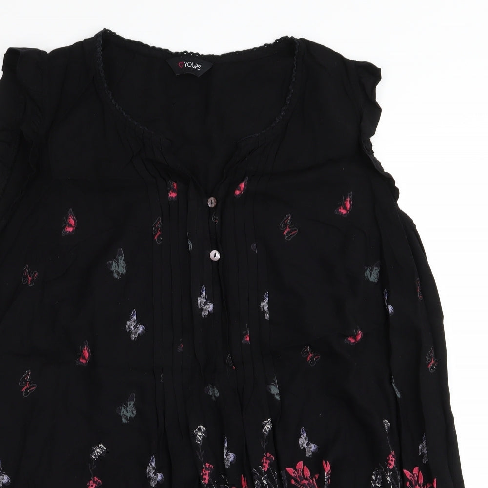 love yours Womens Black Floral  Basic Tank Size 22