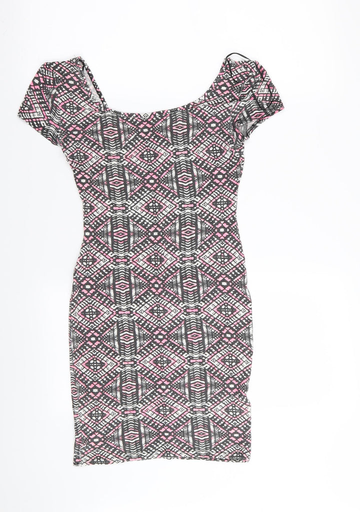 New Look Womens Multicoloured Geometric  Pencil Dress  Size 10