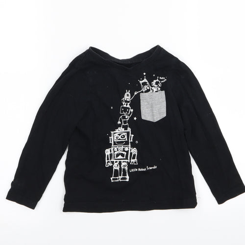 Asda George Boys Black   Basic T-Shirt Size 2-3 Years