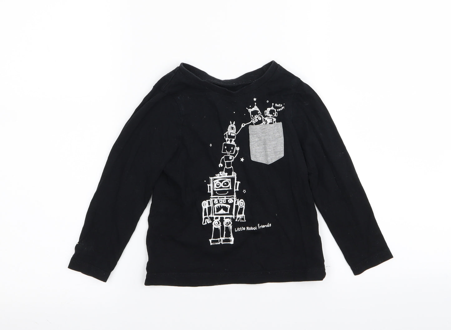 Asda George Boys Black   Basic T-Shirt Size 2-3 Years