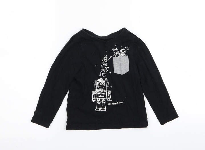 Asda George Boys Black   Basic T-Shirt Size 2-3 Years