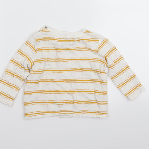 fred&flo Boys White Striped  Basic T-Shirt Size 6-9 Months