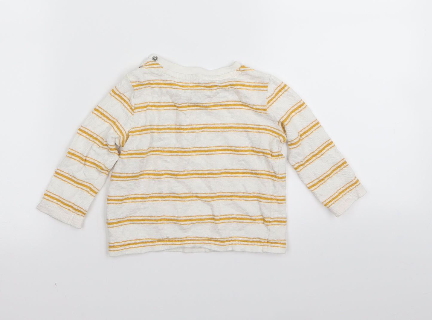 fred&flo Boys White Striped  Basic T-Shirt Size 6-9 Months