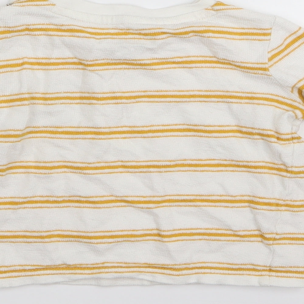 fred&flo Boys White Striped  Basic T-Shirt Size 6-9 Months