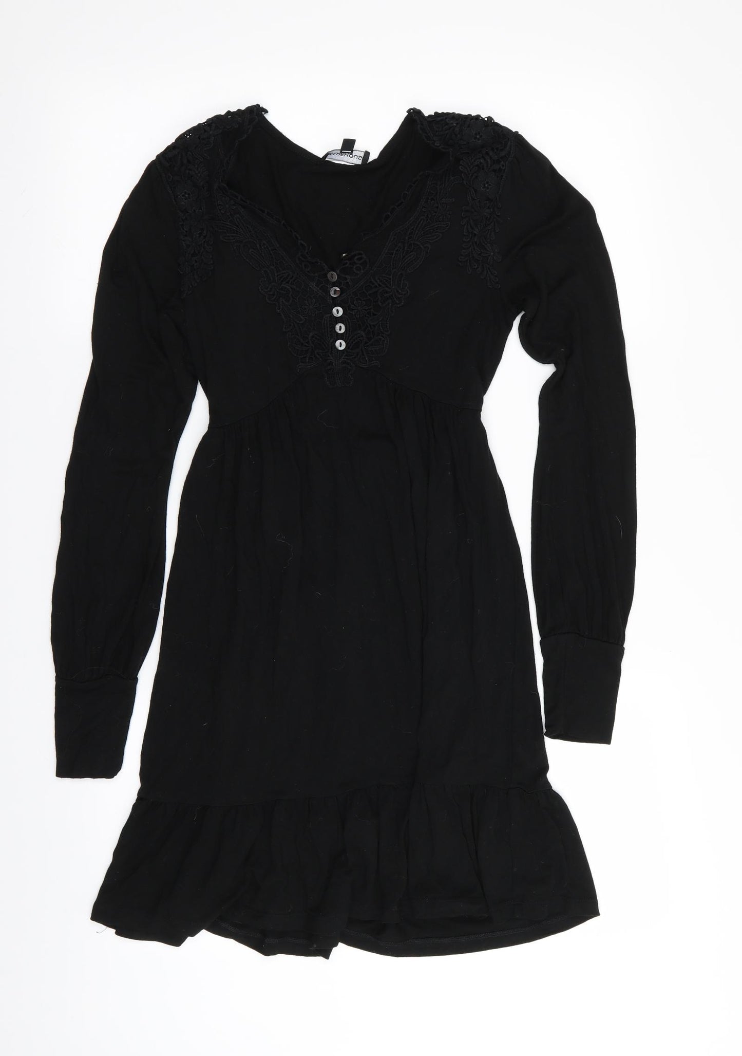 Warehouse Womens Black Floral  T-Shirt Dress  Size 8