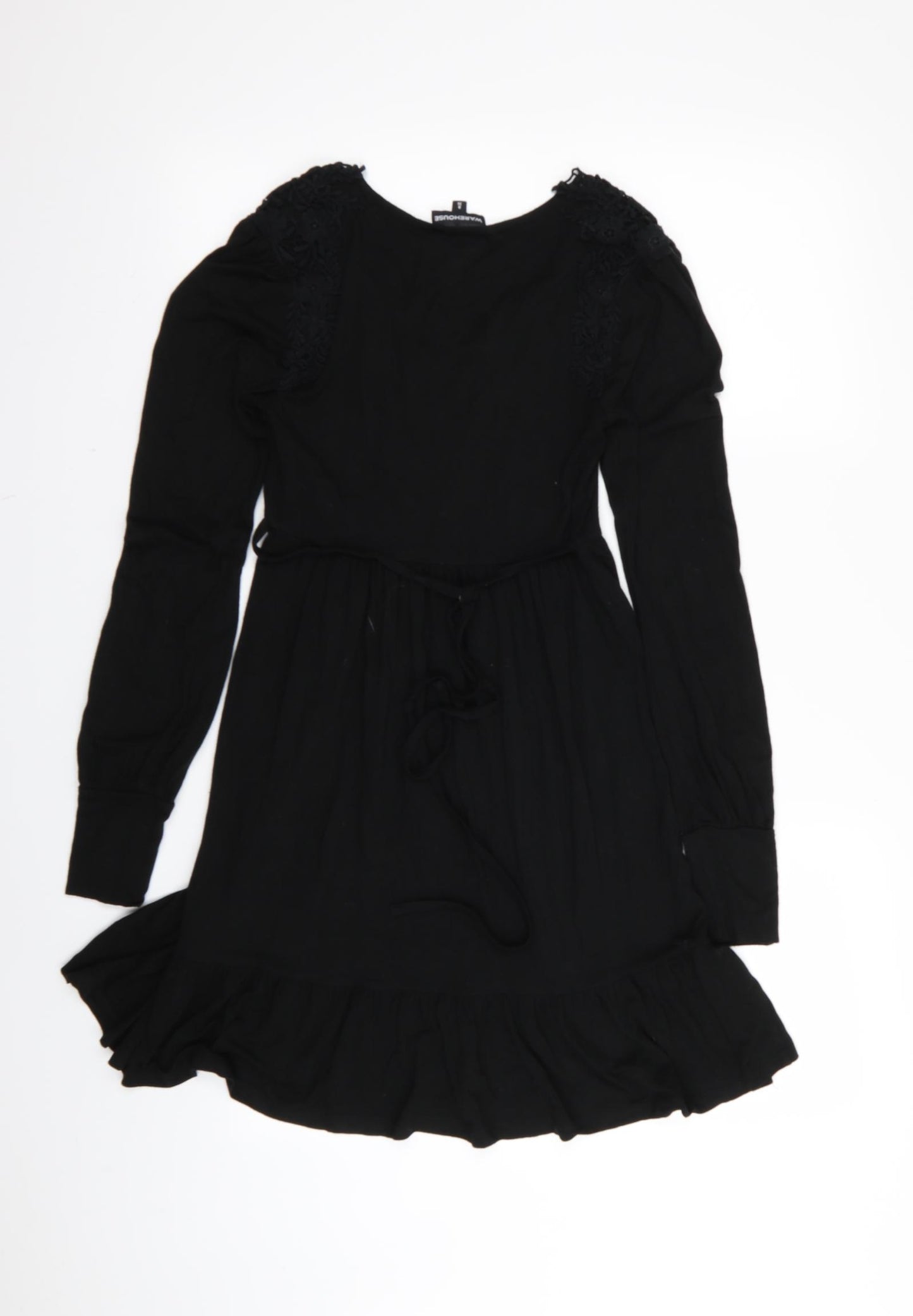 Warehouse Womens Black Floral  T-Shirt Dress  Size 8