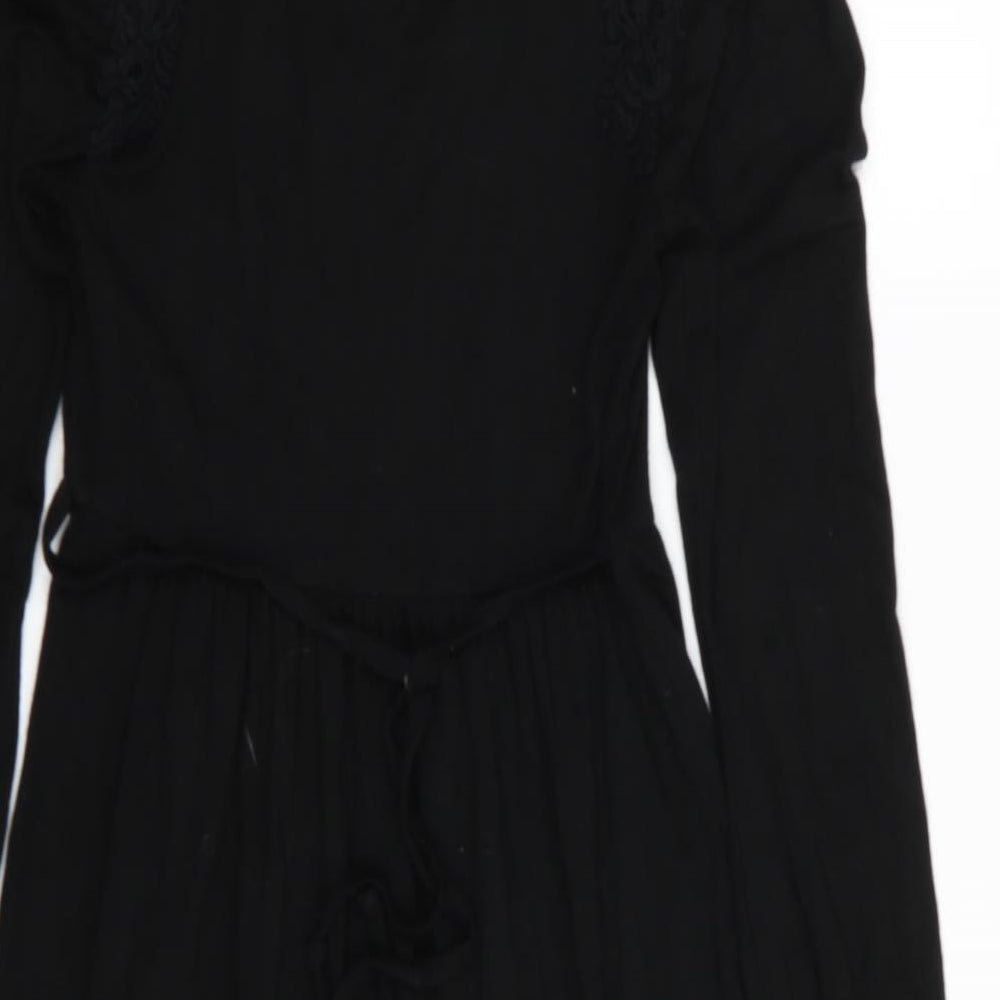 Warehouse Womens Black Floral  T-Shirt Dress  Size 8