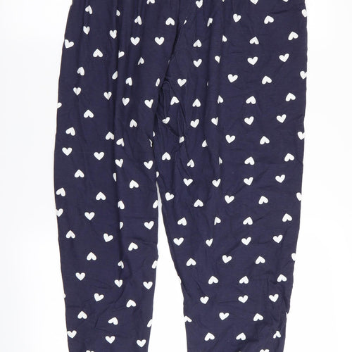 Primark Womens Blue Solid  Babydoll Pyjama Pants Size 12  - Heart Detail