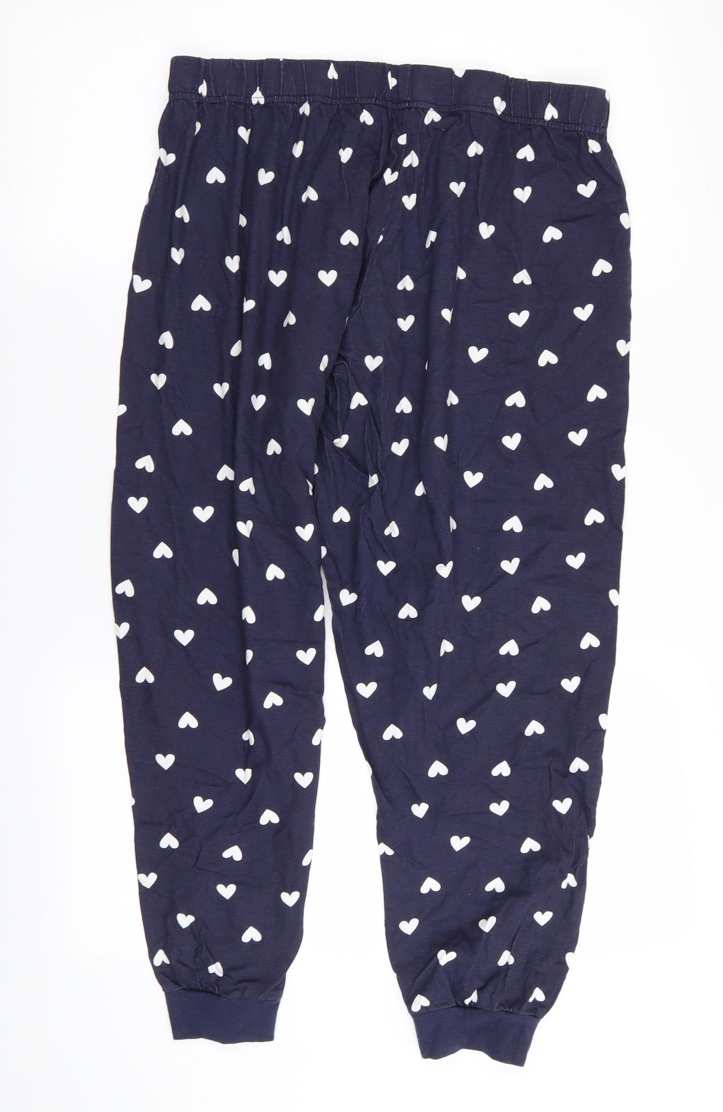 Primark Womens Blue Solid  Babydoll Pyjama Pants Size 12  - Heart Detail
