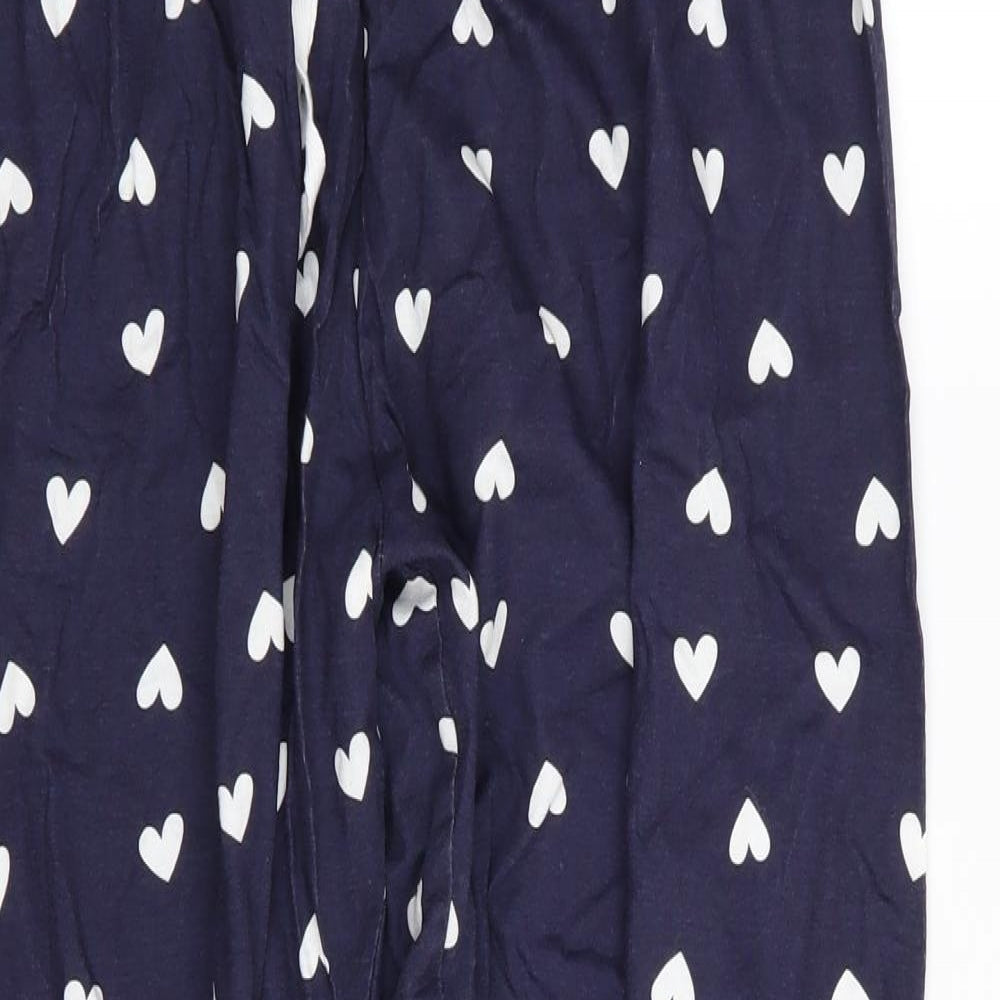Primark Womens Blue Solid  Babydoll Pyjama Pants Size 12  - Heart Detail
