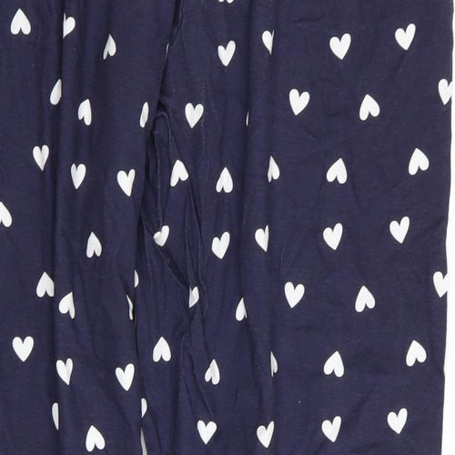 Primark Womens Blue Solid  Babydoll Pyjama Pants Size 12  - Heart Detail