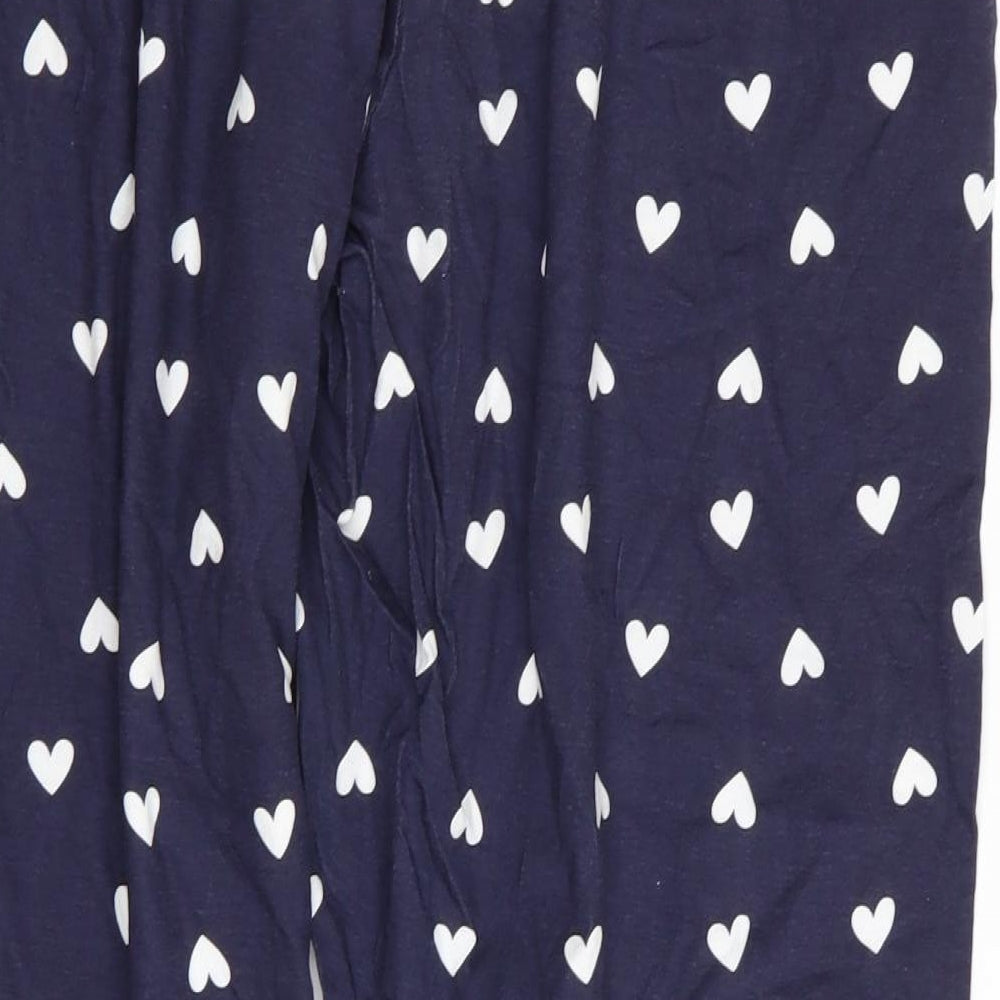 Primark Womens Blue Solid  Babydoll Pyjama Pants Size 12  - Heart Detail