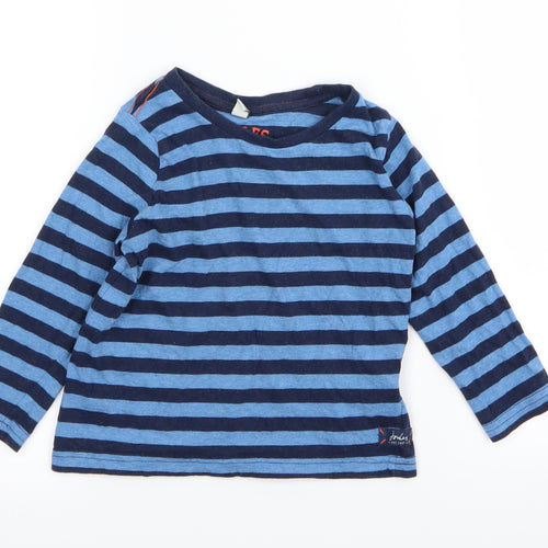 Joules Boys Blue Striped  Basic T-Shirt Size 4 Years