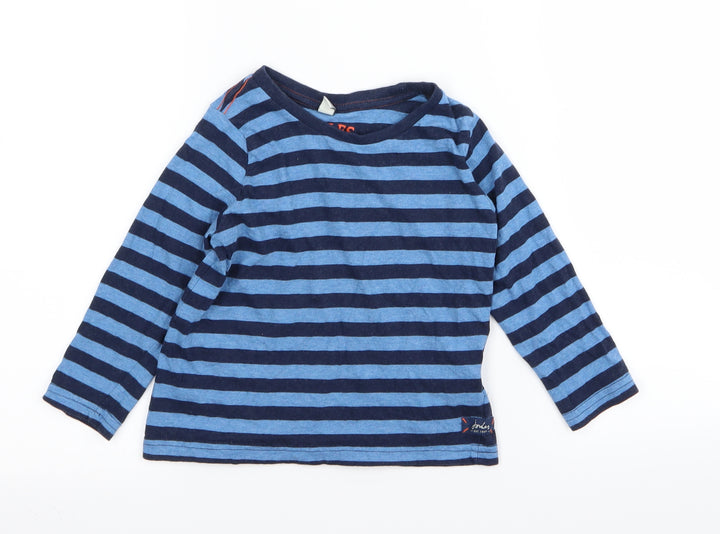 Joules Boys Blue Striped Basic T-Shirt Size 4 Years