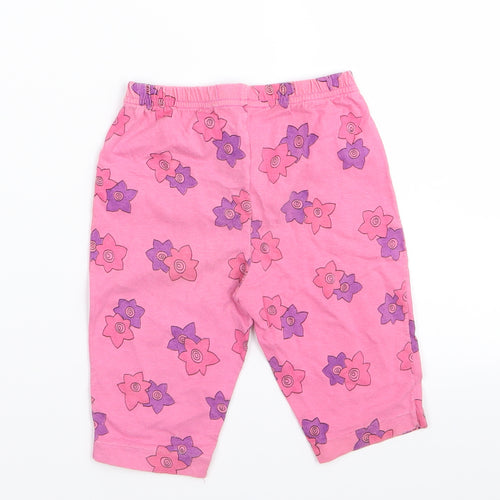 chanbo Girls Pink Floral  Capri Leggings Size 12 Months