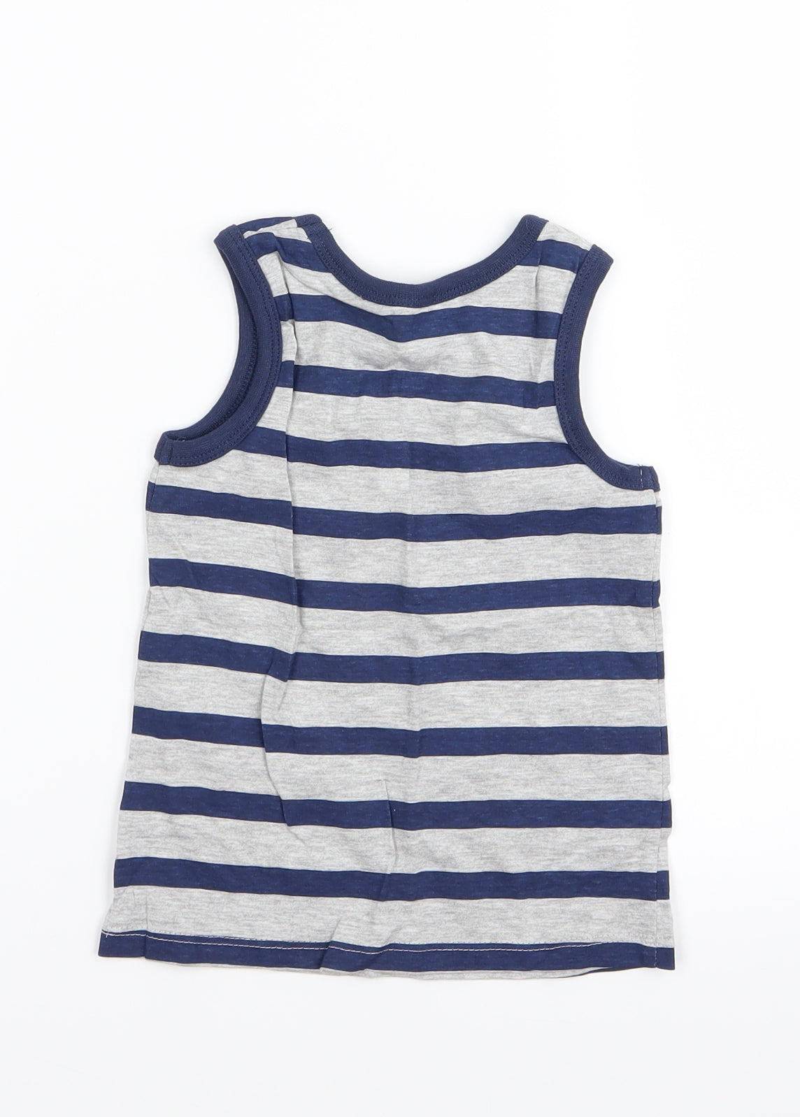 so cute Boys Grey Striped  Basic Tank Size 18-24 Months
