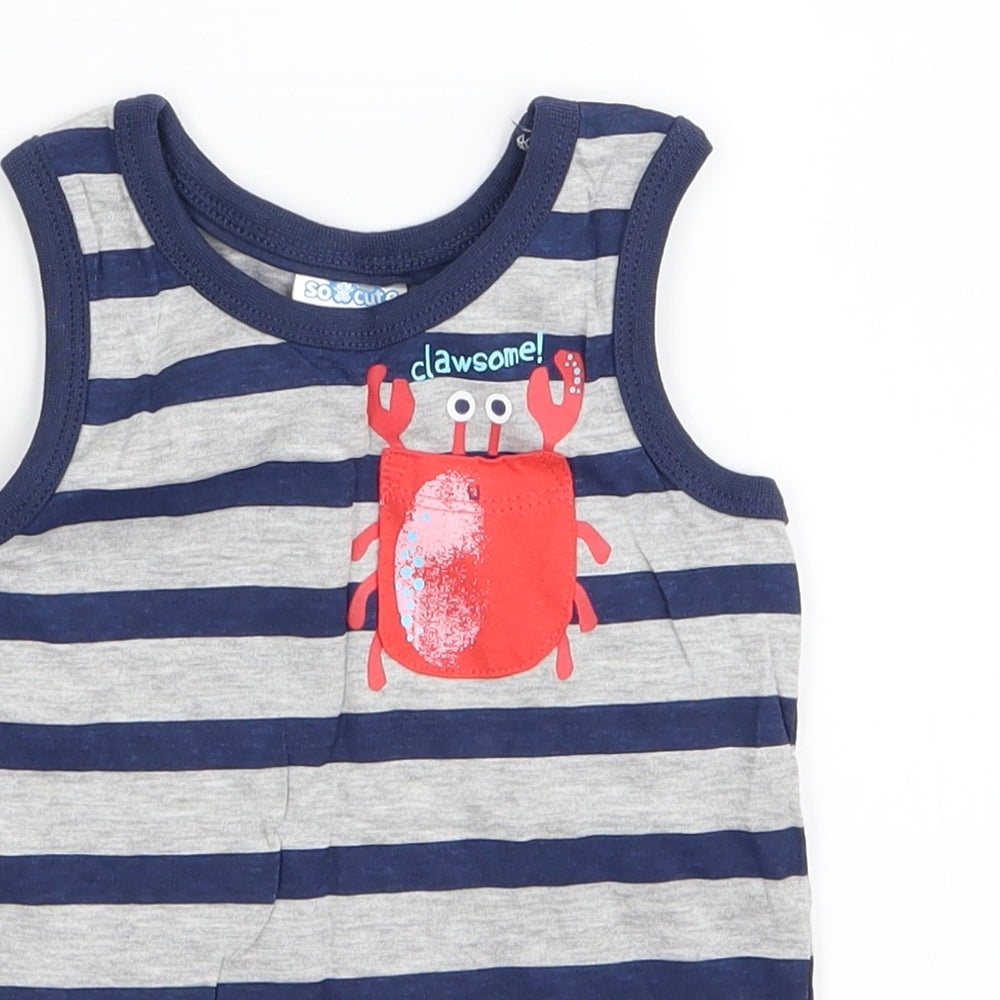 so cute Boys Grey Striped  Basic Tank Size 18-24 Months