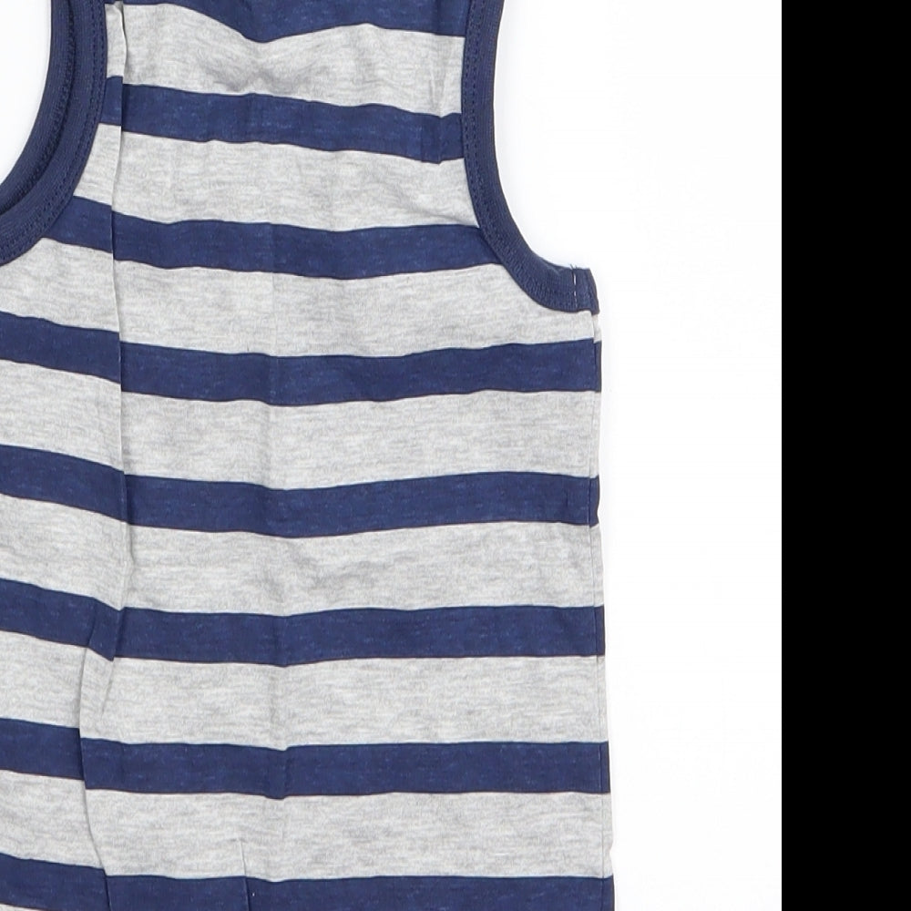 so cute Boys Grey Striped  Basic Tank Size 18-24 Months