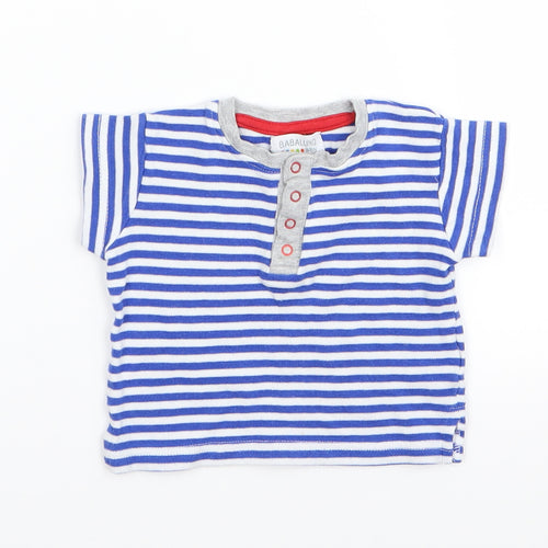 BABLUNO Boys Blue Striped  Basic T-Shirt Size 3-6 Months