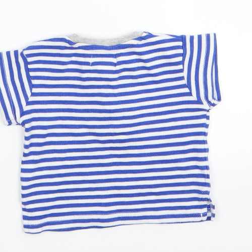 BABLUNO Boys Blue Striped  Basic T-Shirt Size 3-6 Months