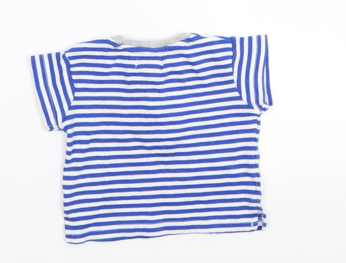 BABLUNO Boys Blue Striped  Basic T-Shirt Size 3-6 Months