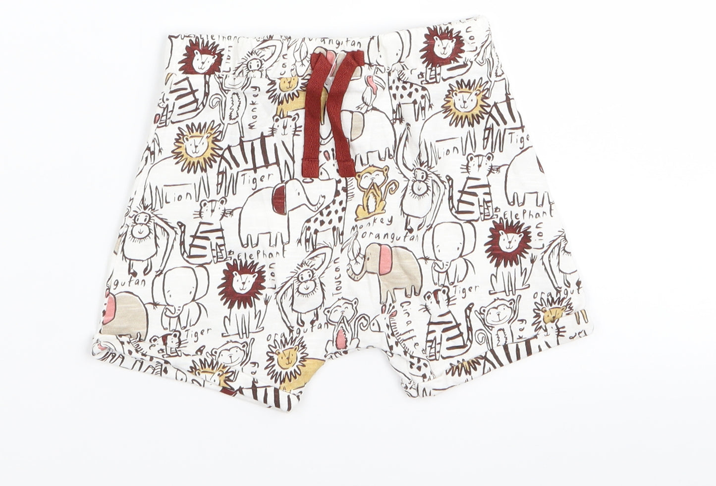 Asda George Boys White Animal Print  Capri Trousers Size 9-12 Months  - shorts