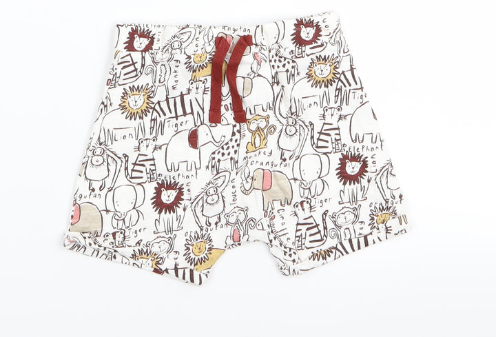 Asda George Boys White Animal Print  Capri Trousers Size 9-12 Months  - shorts