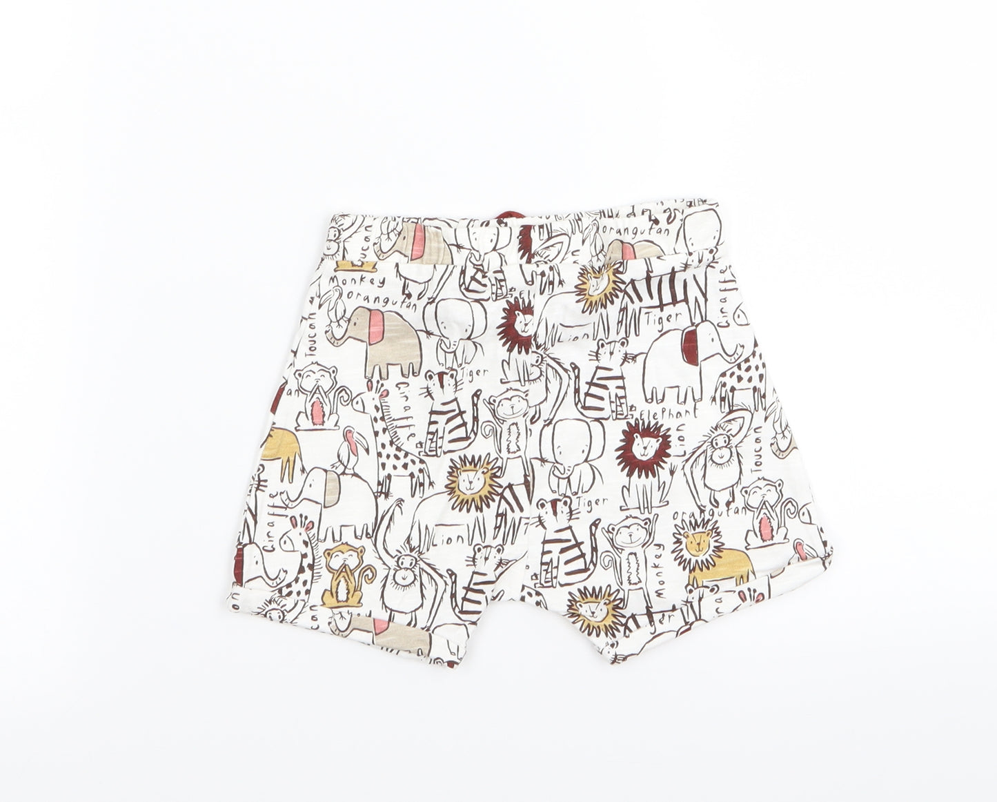 Asda George Boys White Animal Print  Capri Trousers Size 9-12 Months  - shorts