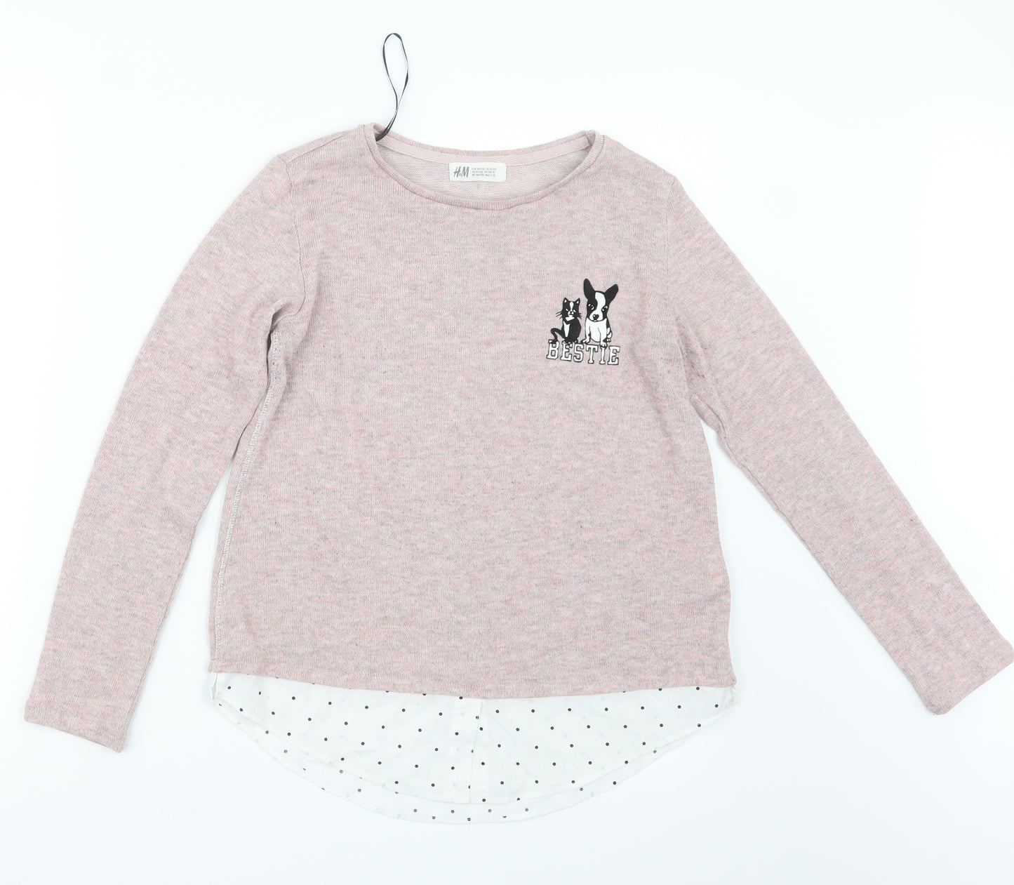 H&M Girls Pink  Knit Pullover Jumper Size 11-12 Years
