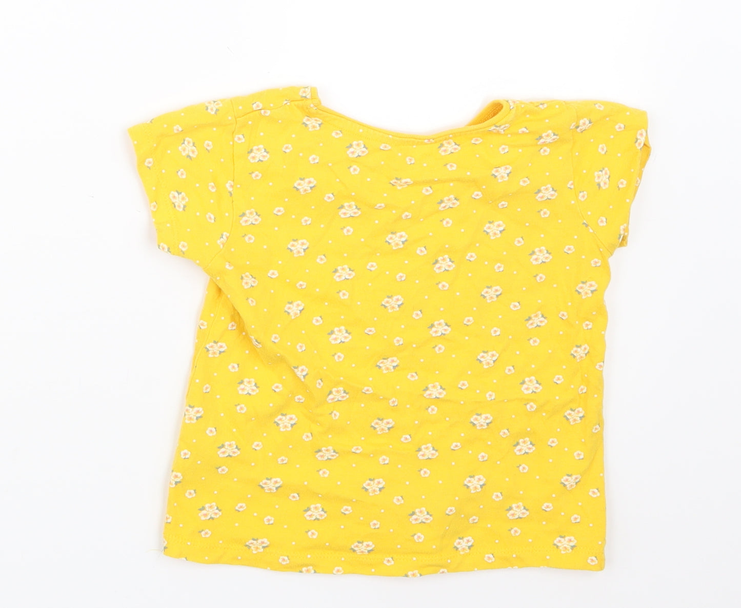 Primark Girls Yellow Floral  Basic T-Shirt Size 4-5 Years