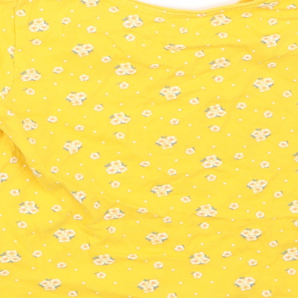 Primark Girls Yellow Floral  Basic T-Shirt Size 4-5 Years