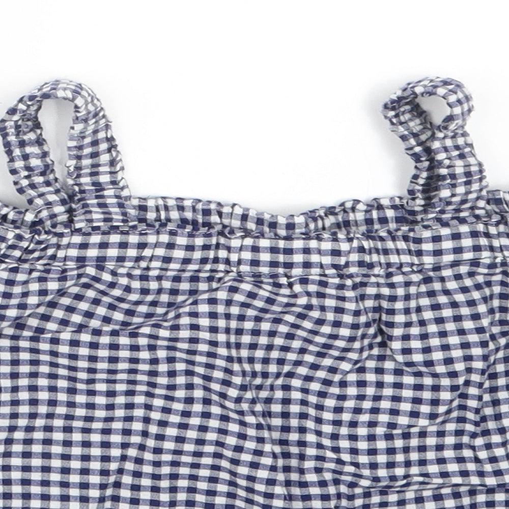 F&F Girls Blue Check  Basic T-Shirt Size 3-4 Years