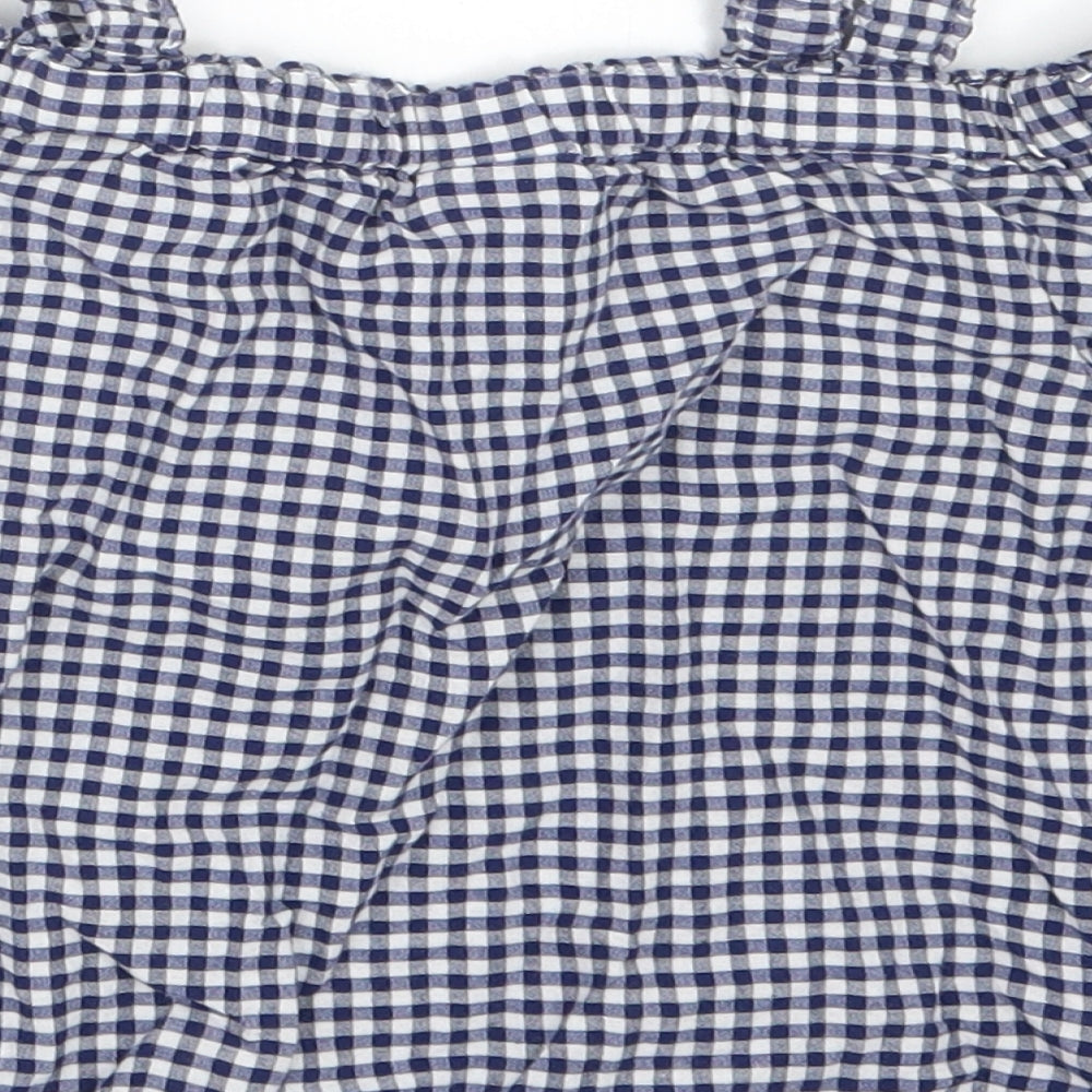 F&F Girls Blue Check  Basic T-Shirt Size 3-4 Years