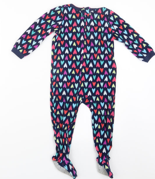 Front view of Carter's girls’ blue geometric top one piece, size 2, years