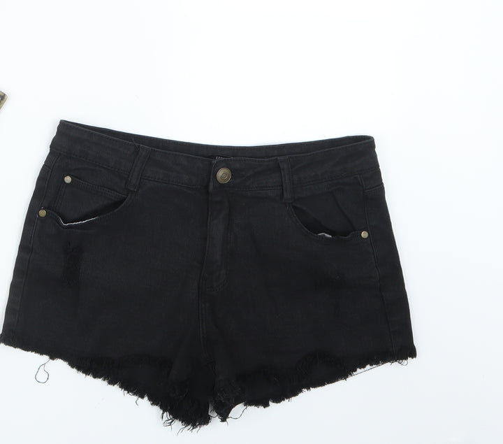 FOREVER 21 Womens Black Denim Hot Pants Shorts Size 29 in