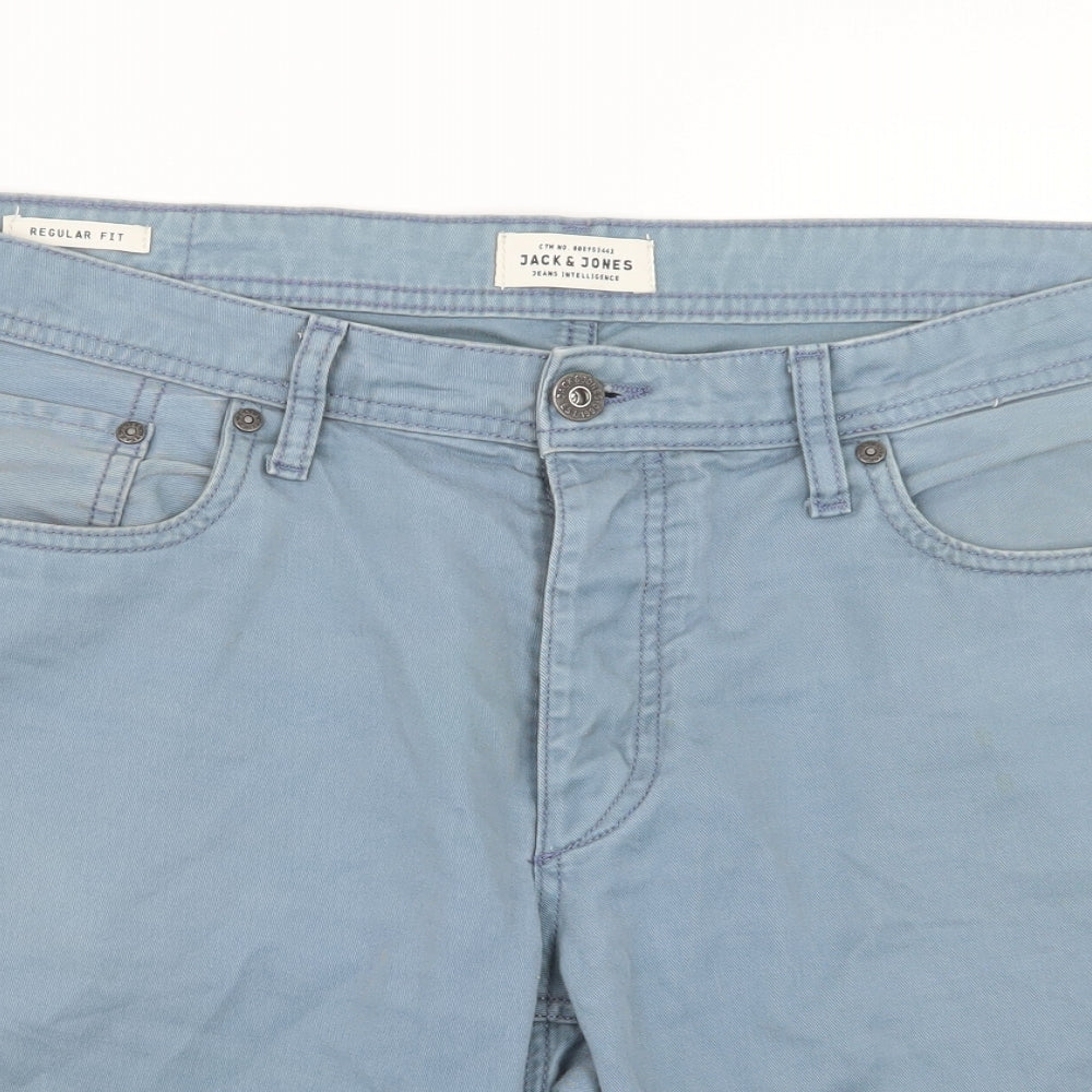 JACK & JONES Mens Blue  Denim Cargo Shorts Size XL